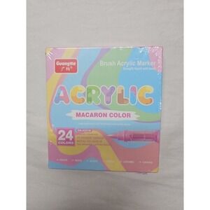 Guangna Acrylic Paint Markers Set 24 Macaron Colors Water-Based for Rock Glass